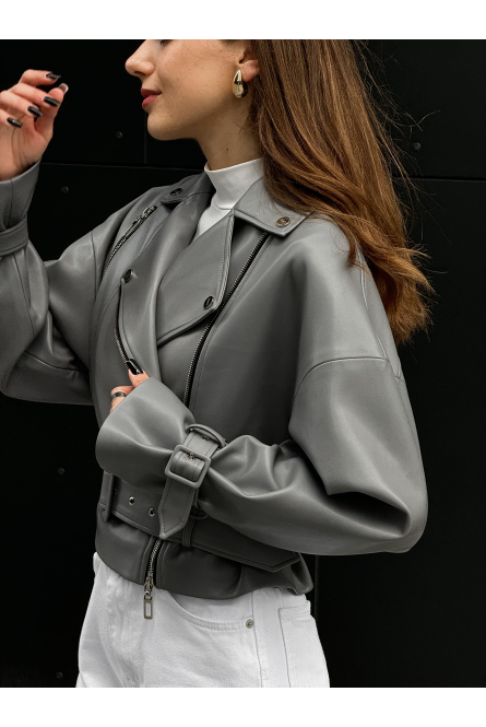 GRAY LEATHER JACKET " VIDDANA "