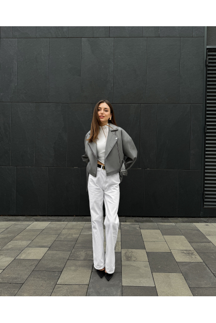 GRAY LEATHER JACKET " VIDDANA "