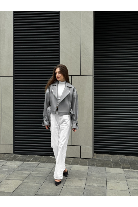 GRAY LEATHER JACKET " VIDDANA "